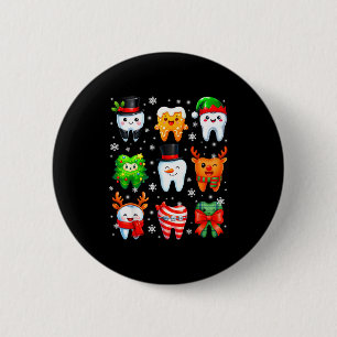 Schattige Tandarts Tand Sneeuwman Kerstmis Xmas Ma Ronde Button 5,7 Cm