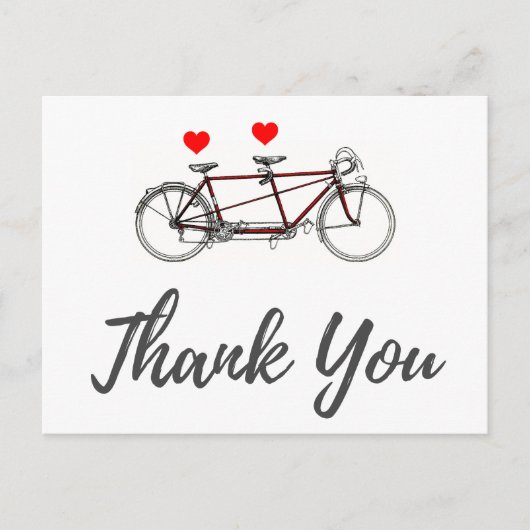 Schattige tandem fietsbruiloft dank u Briefkaart (Voorkant)