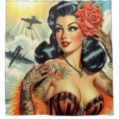  Schattige Tattoo Meisje Douchegordijn (Voorkant)