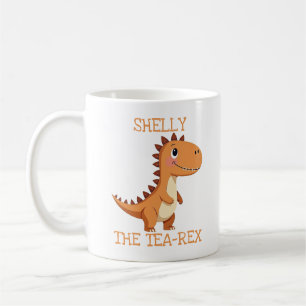 Schattige Tea-Rex Dinosaur Persoonlijke Naam Koffiemok