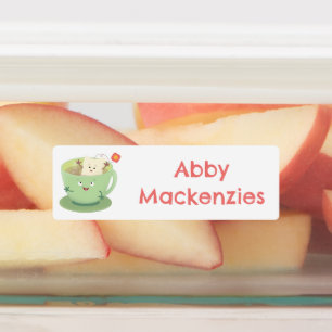 Schattige Teabag Cup stripfiguur gepersonaliseerd Labels