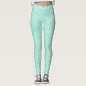 Schattige Teal Katten Fantasievol Patroon Leggings (Voorkant)