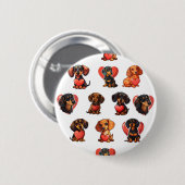 Schattige teckel en hart Valentijn Ronde Button 5,7 Cm (Voorkant /achterkant)