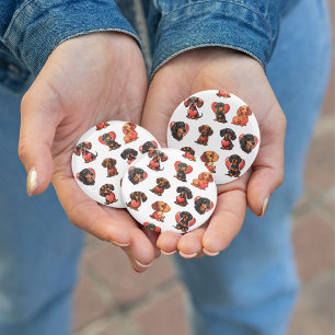 Schattige teckel en hart Valentijn Ronde Button 5,7 Cm