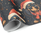 Schattige teckel kerstpatroon cadeaupapier (Rol Hoek)