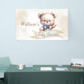 Schattige Teddy Bear Baby shower Waterverf Rustiek Spandoek (Beurs)