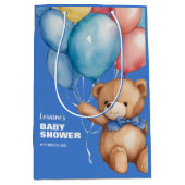 Schattige Teddy Bear Blauw Baby shower Medium Cadeauzakje (Voorkant)