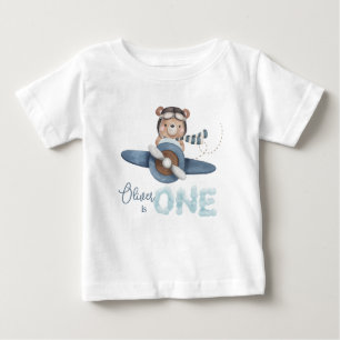 Schattige Teddy Bear Blue Plane 1e Verjaardag Outf