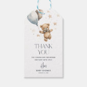 Schattige Teddy Bear Boy Baby shower Dank u Favor Cadeaulabel (Voorkant)