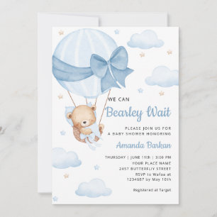 Schattige Teddy Bear Boy Blue Barly Wacht Baby sho Kaart