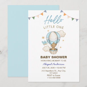 Schattige Teddy Bear Boy Kind Baby shower Uitnodig Kaart