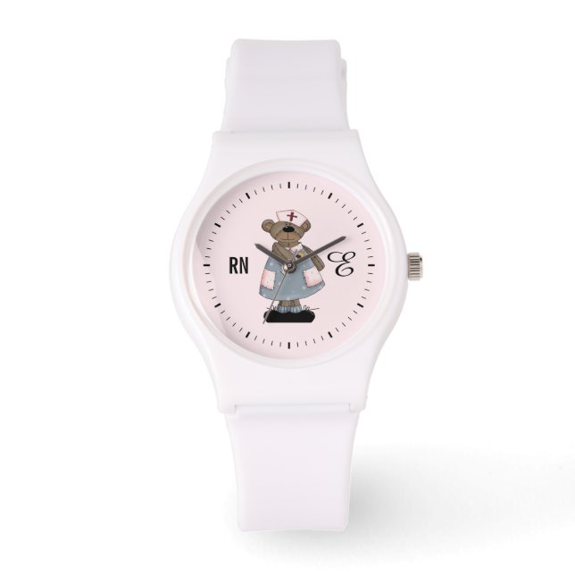 Schattige Teddy Bear Custom Monogram Horloge voor  (Voorkant)