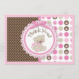 Schattige Teddy Bear Hartelijk dank. Roze kaart