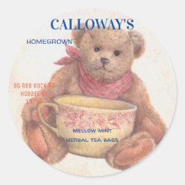 Schattige Teddy Bear met Teacup Ronde Sticker