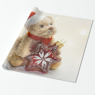 Schattige Teddy Bear Santa Hat, Holiday Cadeaupapier