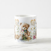 Schattige Teddy Bear Tea Party Bloemen Mok (Center)