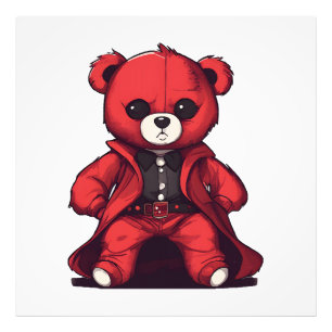 Schattige teddy rode jongen foto afdruk