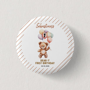 Schattige teddybeer 1e verjaardag Zoete beer Ronde Button 3,2 Cm