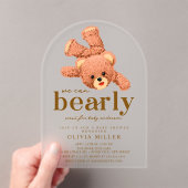 Schattige teddybeer Baby shower uitnodiging Acryl Uitnodigingen (Insitu (Draagbaar))