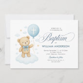 Schattige Teddybeer Ballondoop uitnodiging (Voorkant)