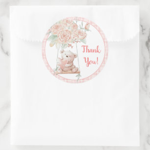 Schattige teddybeer bedankt ronde sticker