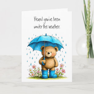 Schattige teddybeer blauwe galosjes beterschap kaart