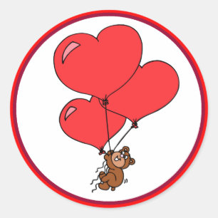 Schattige teddybeer en harten ballon Stickers