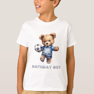 Schattige Teddybeer en Voetbal Verjaardagsfeest T-shirt