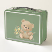 schattige teddybeer in bloemen (Achterkant)