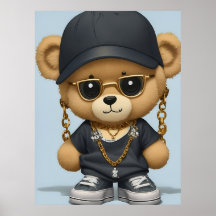 Schattige teddybeer in hiphop stijl AI kunst