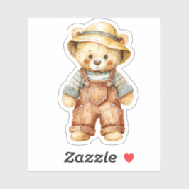 Schattige teddybeer in overall sticker