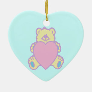 Schattige teddybeer-liefdeshart keramisch ornament