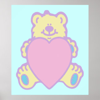 Schattige teddybeer-liefdeshart poster