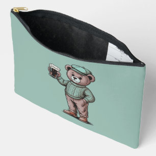 Schattige teddybeer met bier etui