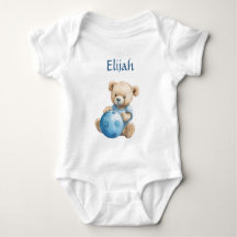 Schattige teddybeer met blauwe bal