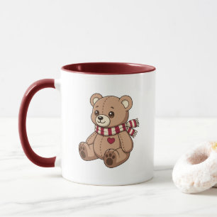 Schattige teddybeer met gestreepte sjaal mok