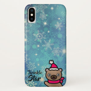 Schattige teddybeer met kerststerren iPhone x hoesje