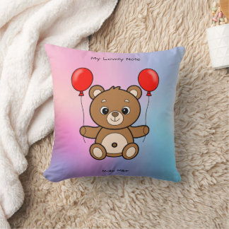 Schattige teddybeer met rode ballonnen cartoon kussen