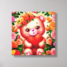 Schattige teddybeer met Rozen en hart
