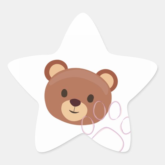 Schattige teddybeer ontwerp op ster sticker (Voorkant)
