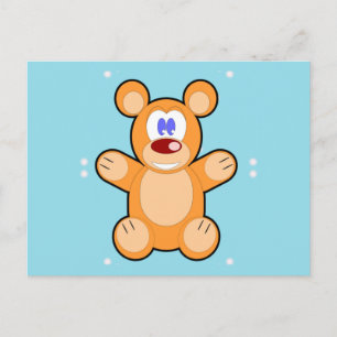 schattige teddybeer op blauw briefkaart