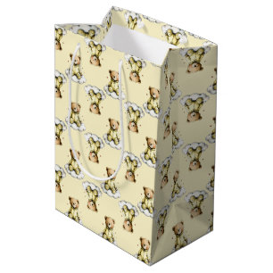 Schattige teddybeer op een wolk Geel hoodie romper Medium Cadeauzakje