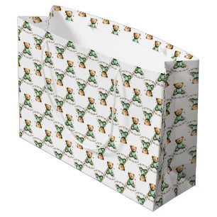 Schattige teddybeer op een wollige wolk groene pyj groot cadeauzakje