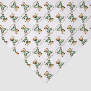Schattige teddybeer op een wollige wolk groene pyj tissuepapier