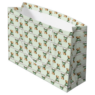 Schattige teddybeer op wolk groene pyjama groot cadeauzakje