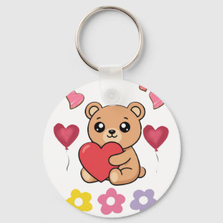 Schattige teddybeer valentijn sleutelhanger