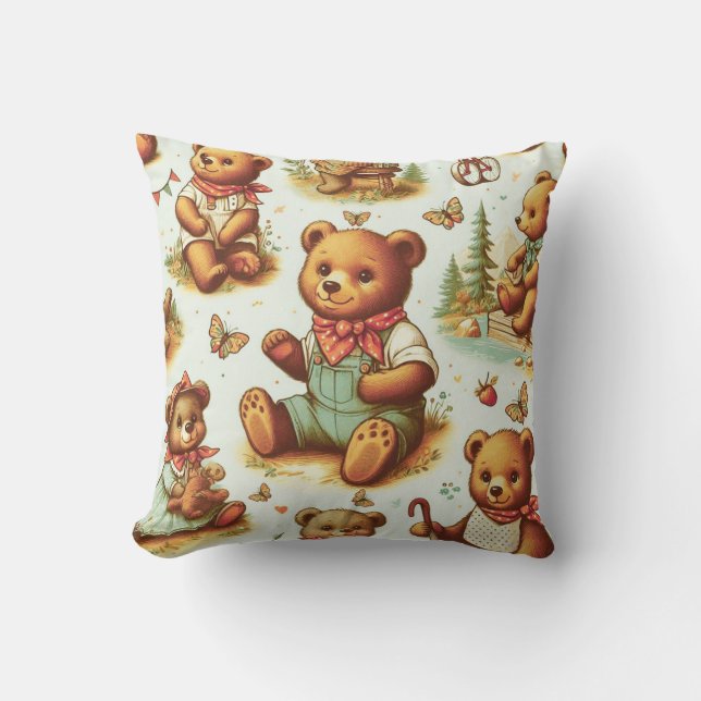  Schattige teddybeerpatroon Kussen (Voorkant)