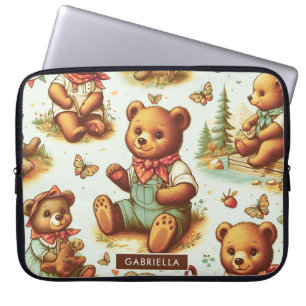  Schattige teddybeerpatroon Laptop Sleeve