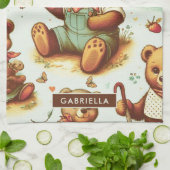  Schattige teddybeerpatroon Theedoek (Gevouwen)