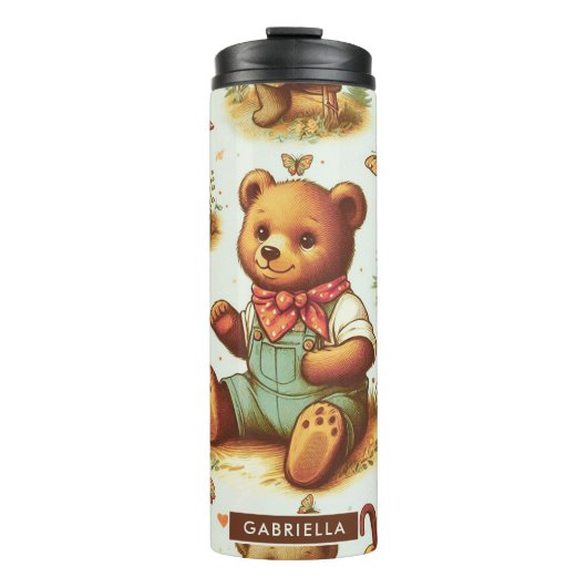 Schattige teddybeerpatroon Thermosbeker (Voorkant)